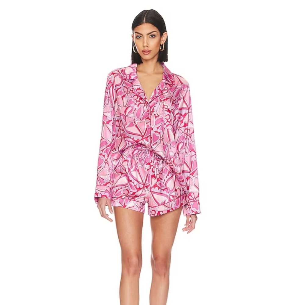 Show Me Your MuMu Favorite PJ Set in Candy Hearts Satin Size Medium
